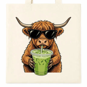 Baumwolltasche - Highland Rind mit Sonnenbrille