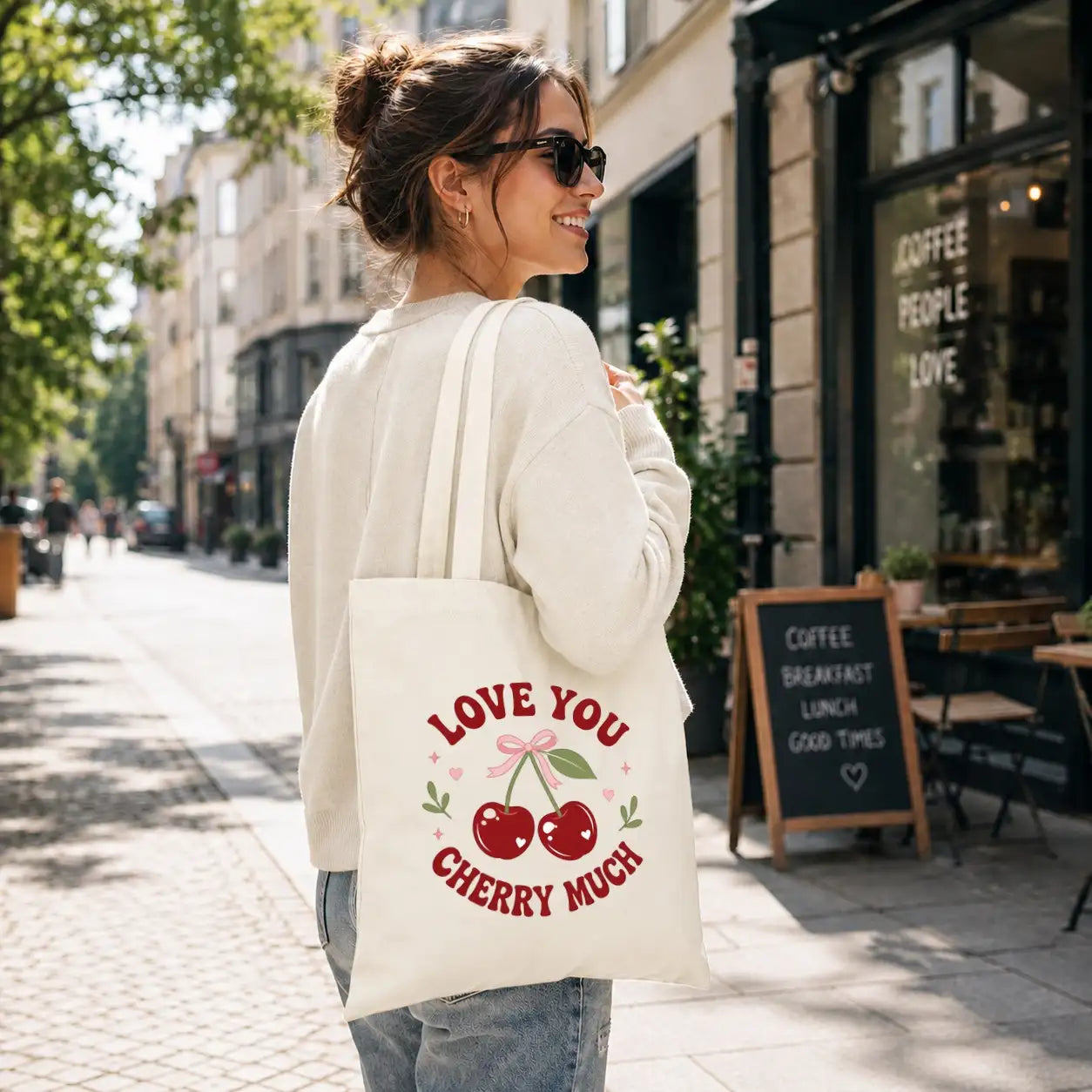 Baumwolltasche - Love You Cherry Much Motiv