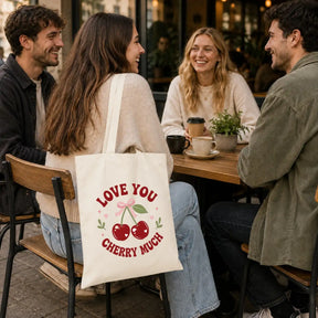 Baumwolltasche - Love You Cherry Much Motiv