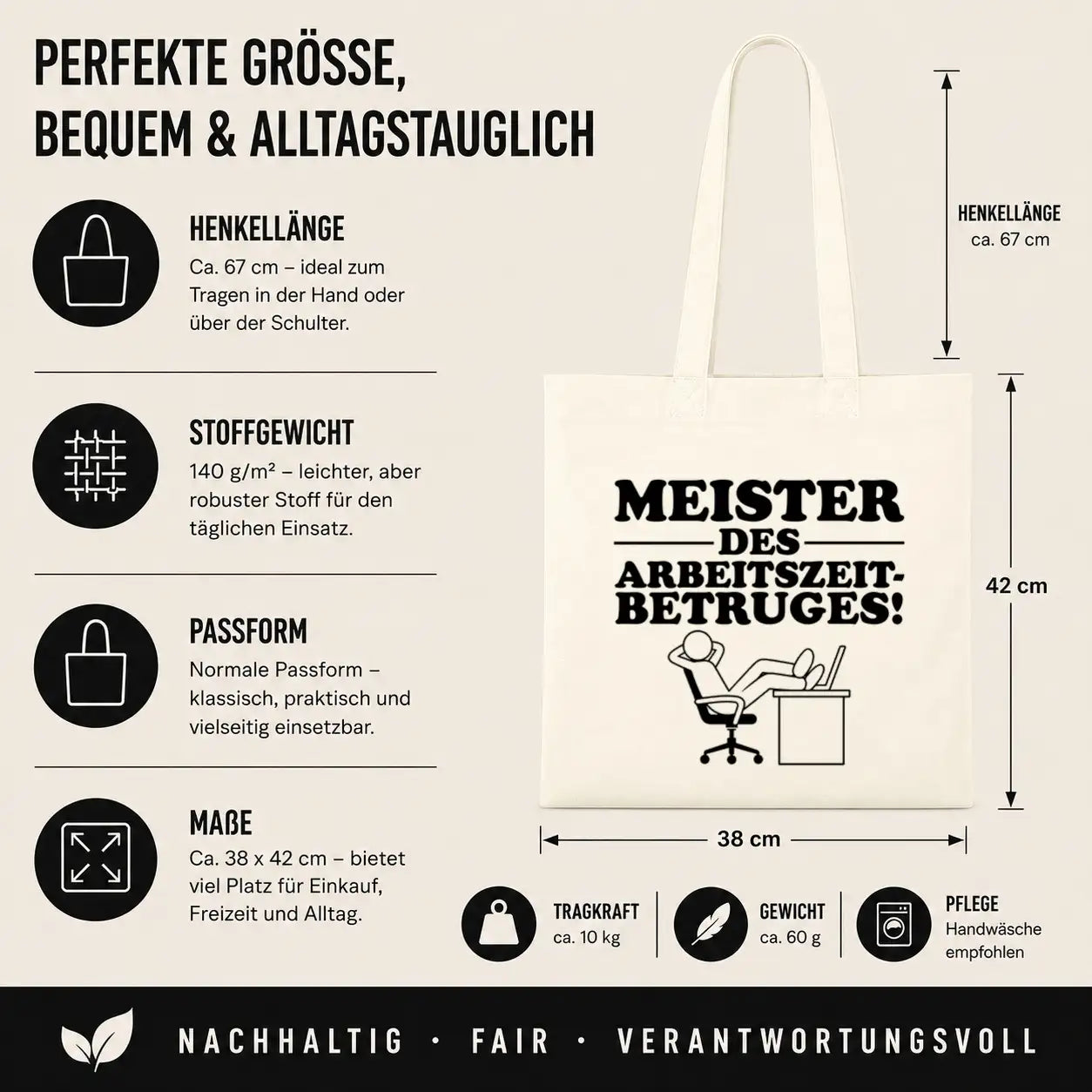 Baumwolltasche - Meister des Arbeitszeitbetruges!