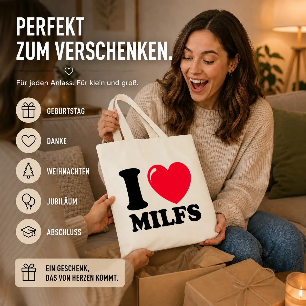 Baumwolltasche - I ❤ Milfs