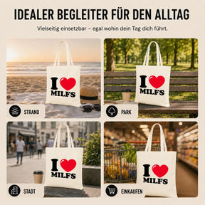 Baumwolltasche - I ❤ Milfs