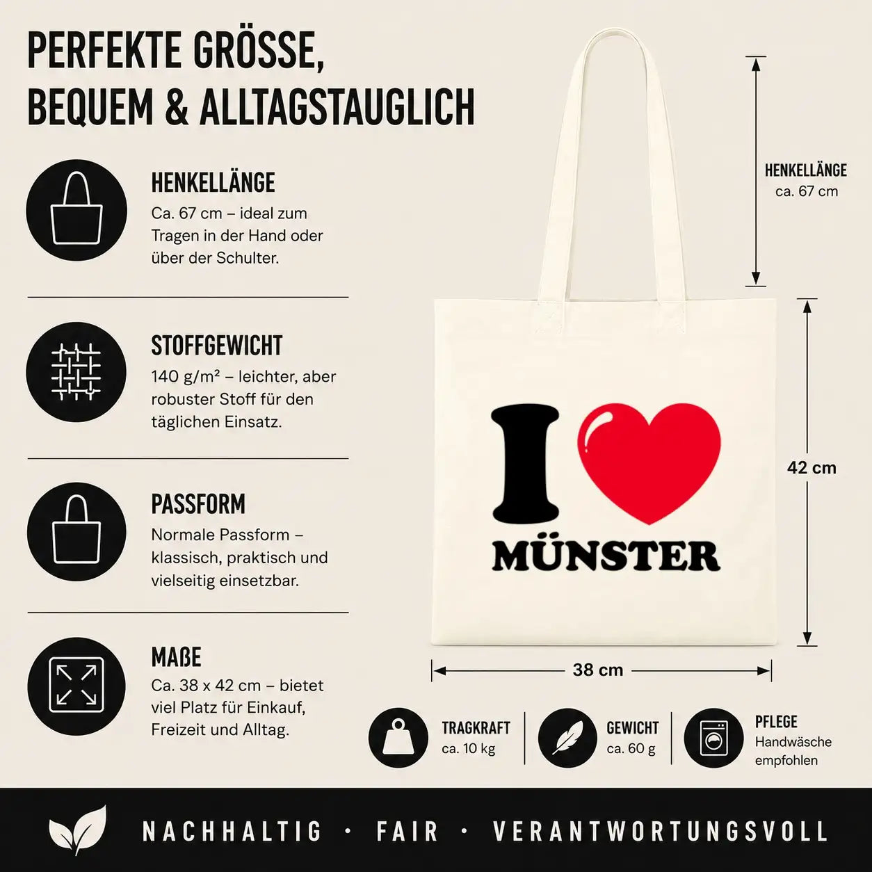 Baumwolltasche - I ❤ Münster
