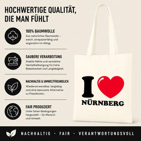Baumwolltasche - I ❤ Nürnberg