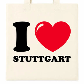 LIEBTASTISCH® Baumwolltasche I ❤ Stuttgart - Einkaufsbeutel bedruckt mit langem Henkel - Stofftasche Beutel für Damen Herren - Schwarz - Groß - Erzieherin - {FARBE}
