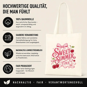 Baumwolltasche - Sweet Summer Time mit Kirschen und Schleife