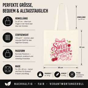 Baumwolltasche - Sweet Summer Time mit Kirschen und Schleife