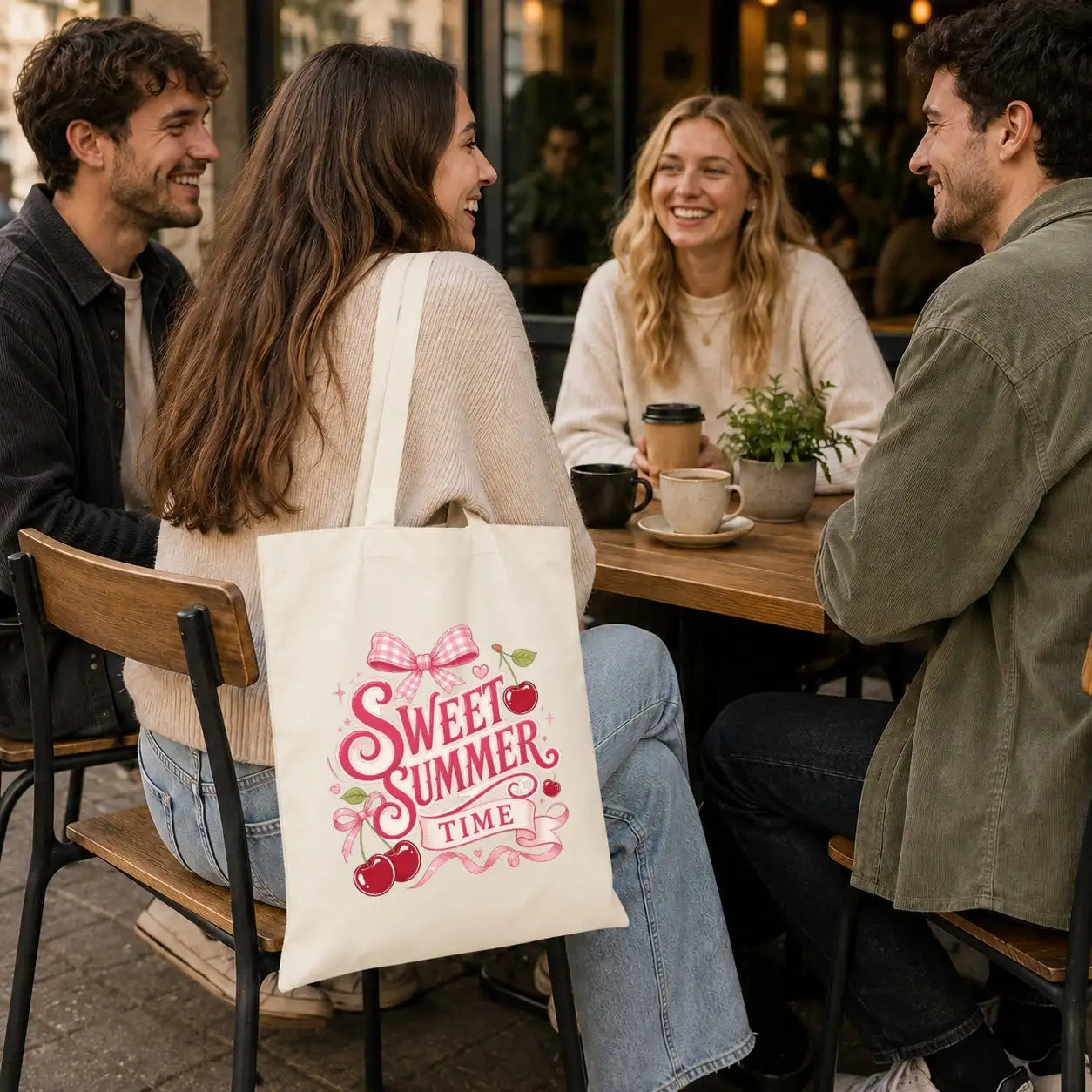 Baumwolltasche - Sweet Summer Time mit Kirschen und Schleife