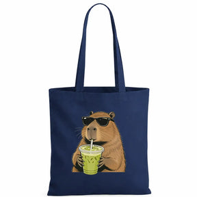 Baumwolltasche - Capybara mit Matcha Getränk