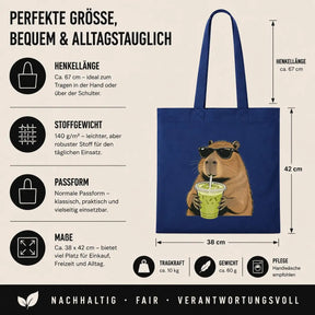 Baumwolltasche - Capybara mit Matcha Getränk