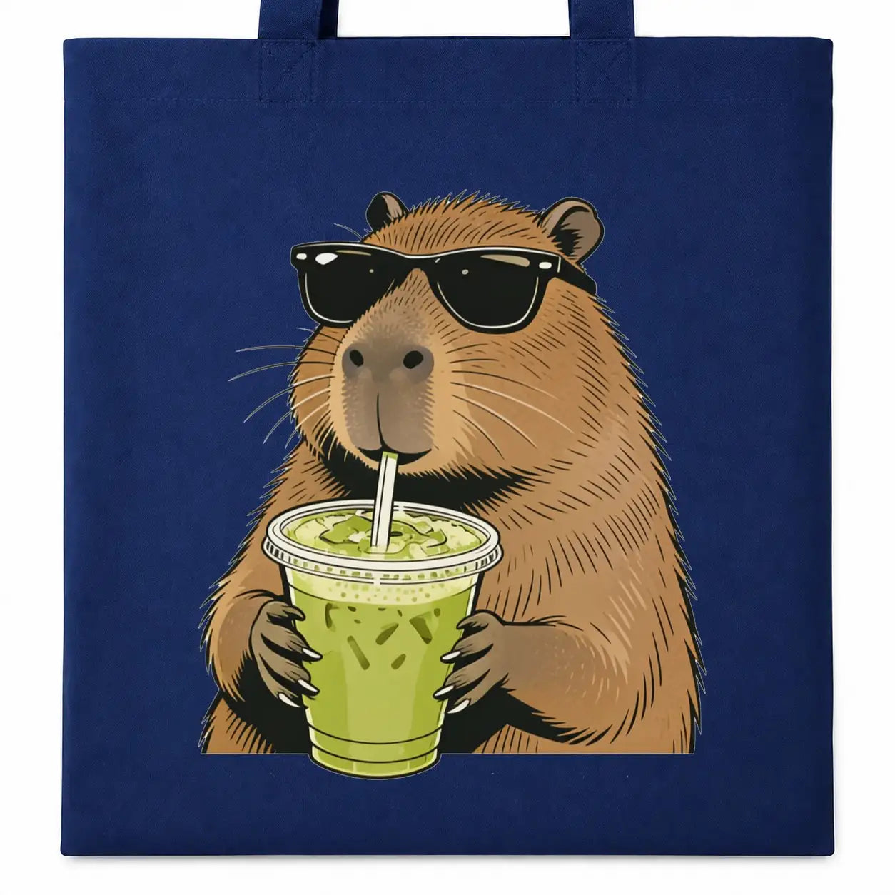 Baumwolltasche - Capybara mit Matcha Getränk