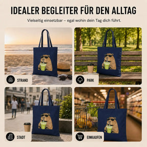 Baumwolltasche - Capybara mit Matcha Getränk