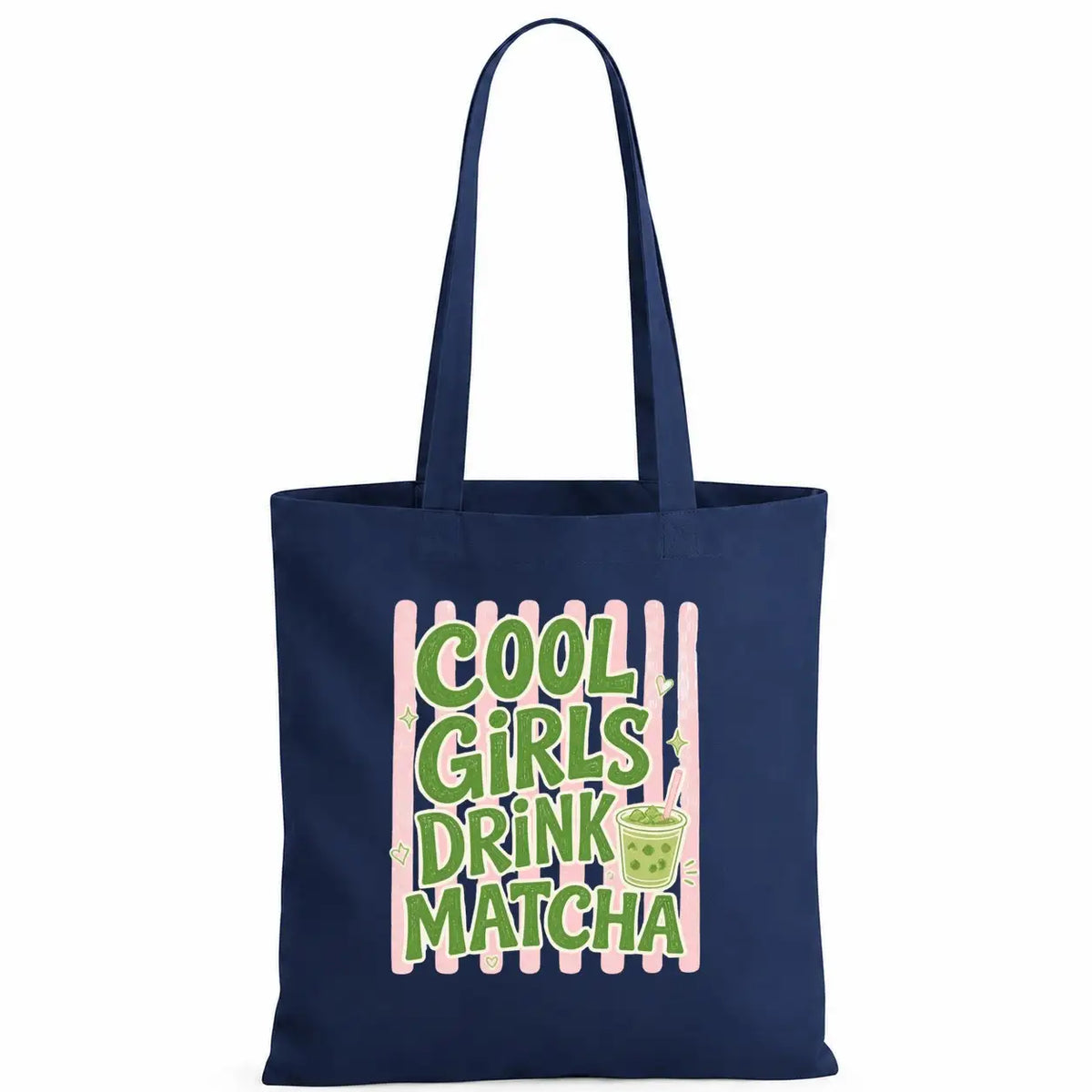 LIEBTASTISCH® Baumwolltasche Cool girls drink matcha - Stofftasche Beutel Einkaufsbeutel für Frauen Damen - Geschenk Geburtstag Weihnachten Freundin Mama - Macha - {FARBE}