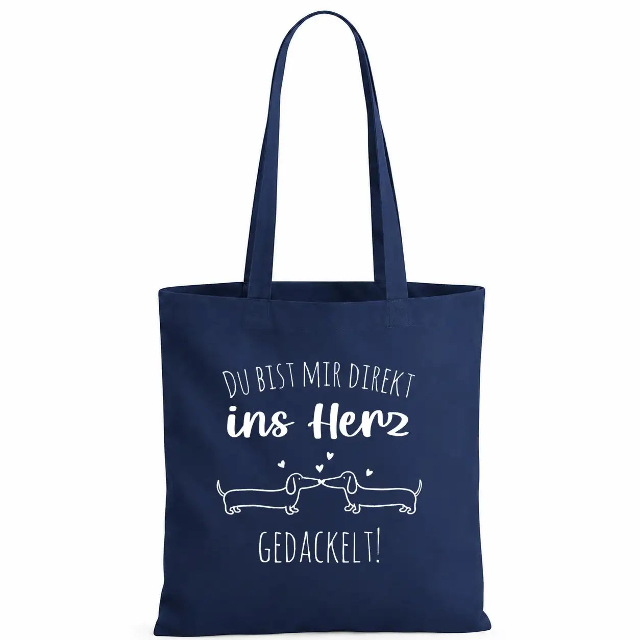 Baumwolltasche - Du bist mir direkt ins Herz gedackelt!