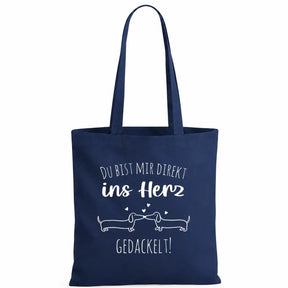 Baumwolltasche - Du bist mir direkt ins Herz gedackelt!