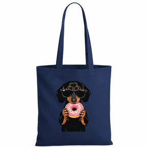 Baumwolltasche - Dackel Sonnenbrille Donut