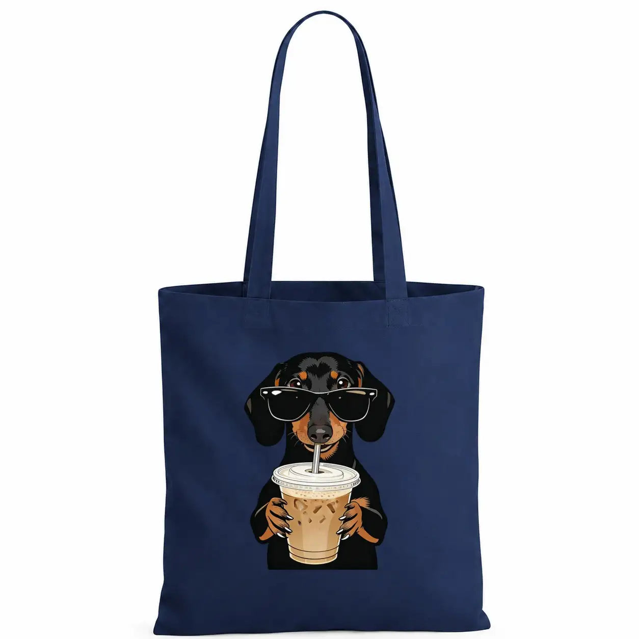 Baumwolltasche - Dackel Sonnenbrille Eiskaffee