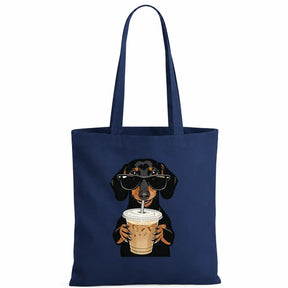 Baumwolltasche - Dackel Sonnenbrille Eiskaffee