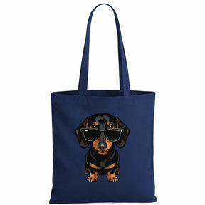 Baumwolltasche - Dackel mit Sonnenbrille