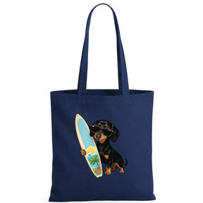 Baumwolltasche - Dackel mit Surfbrett