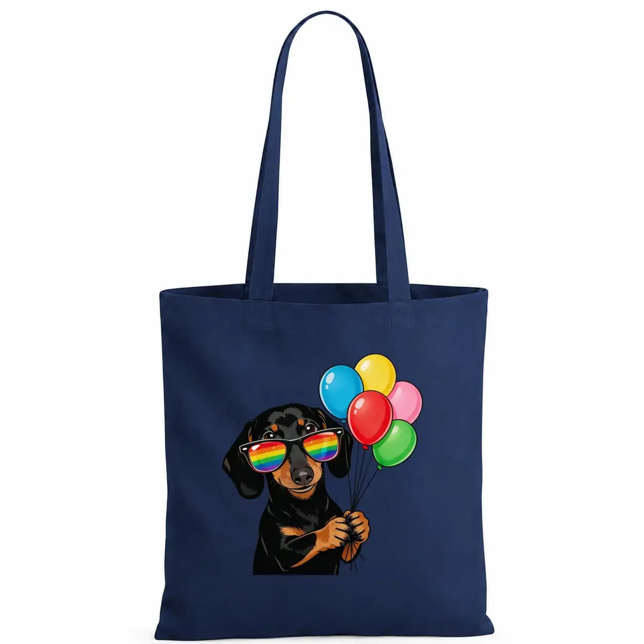 Baumwolltasche - Dackel Sonnenbrille Luftballons