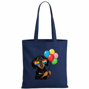 Baumwolltasche - Dackel Sonnenbrille Luftballons