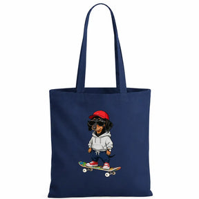 Baumwolltasche - Dackel auf Skateboard