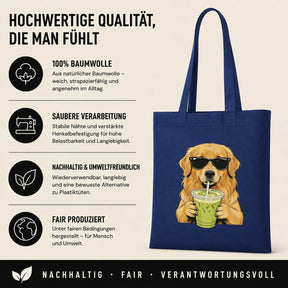 Baumwolltasche - Golden Retriever mit Sonnenbrille