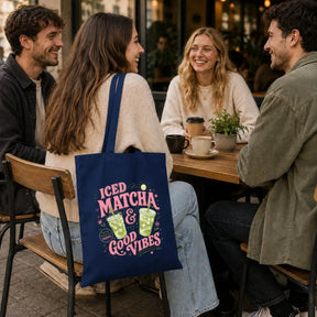 Baumwolltasche - Iced Matcha & Good Vibes Matcha made me happy Sip · Smile · Feel Good