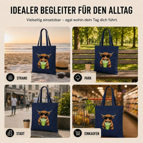 Baumwolltasche - Highland Rind mit Sonnenbrille