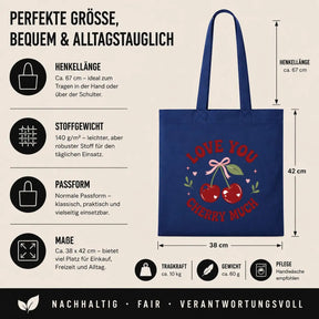 Baumwolltasche - Love You Cherry Much mit süßen Kirschen