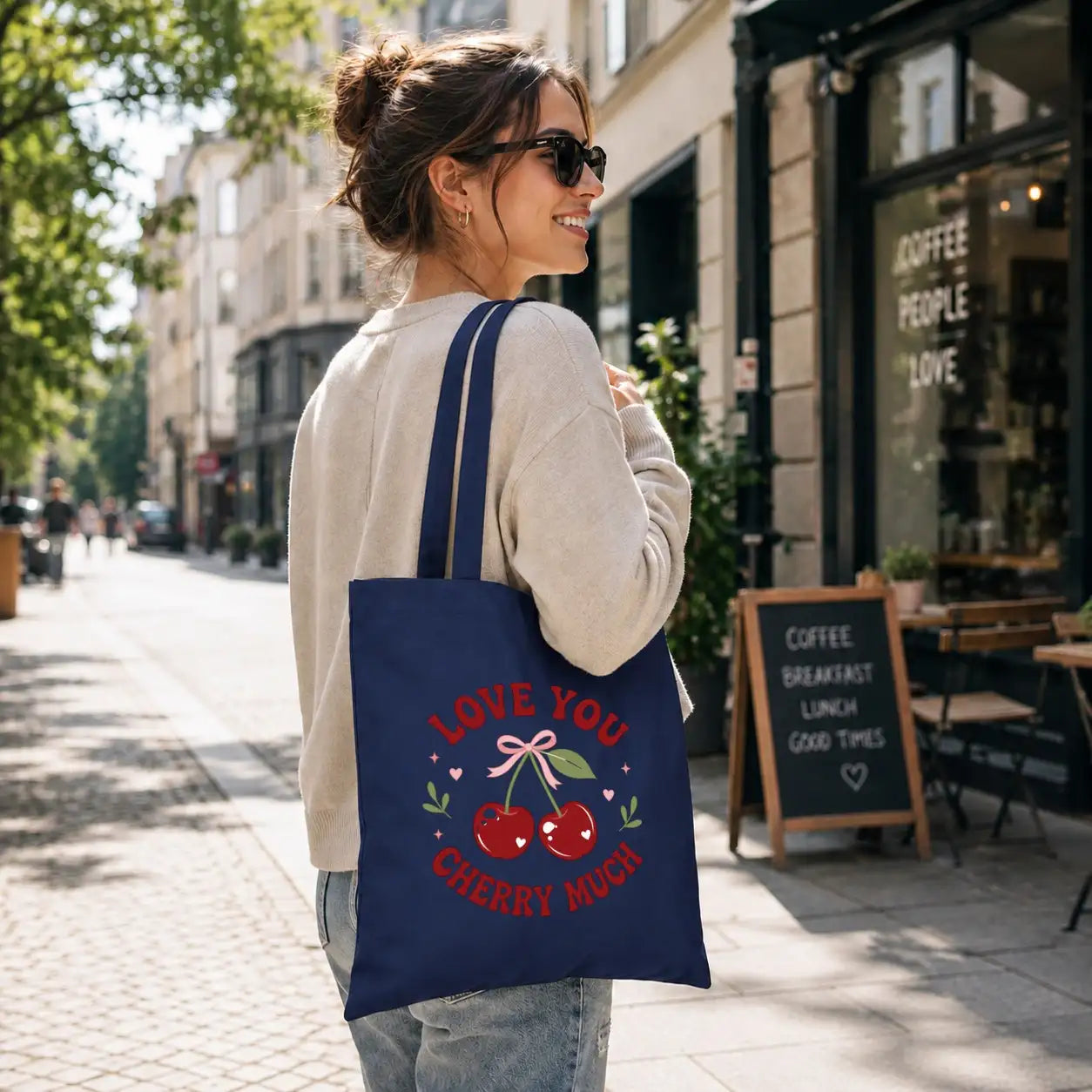 Baumwolltasche - Love You Cherry Much mit süßen Kirschen