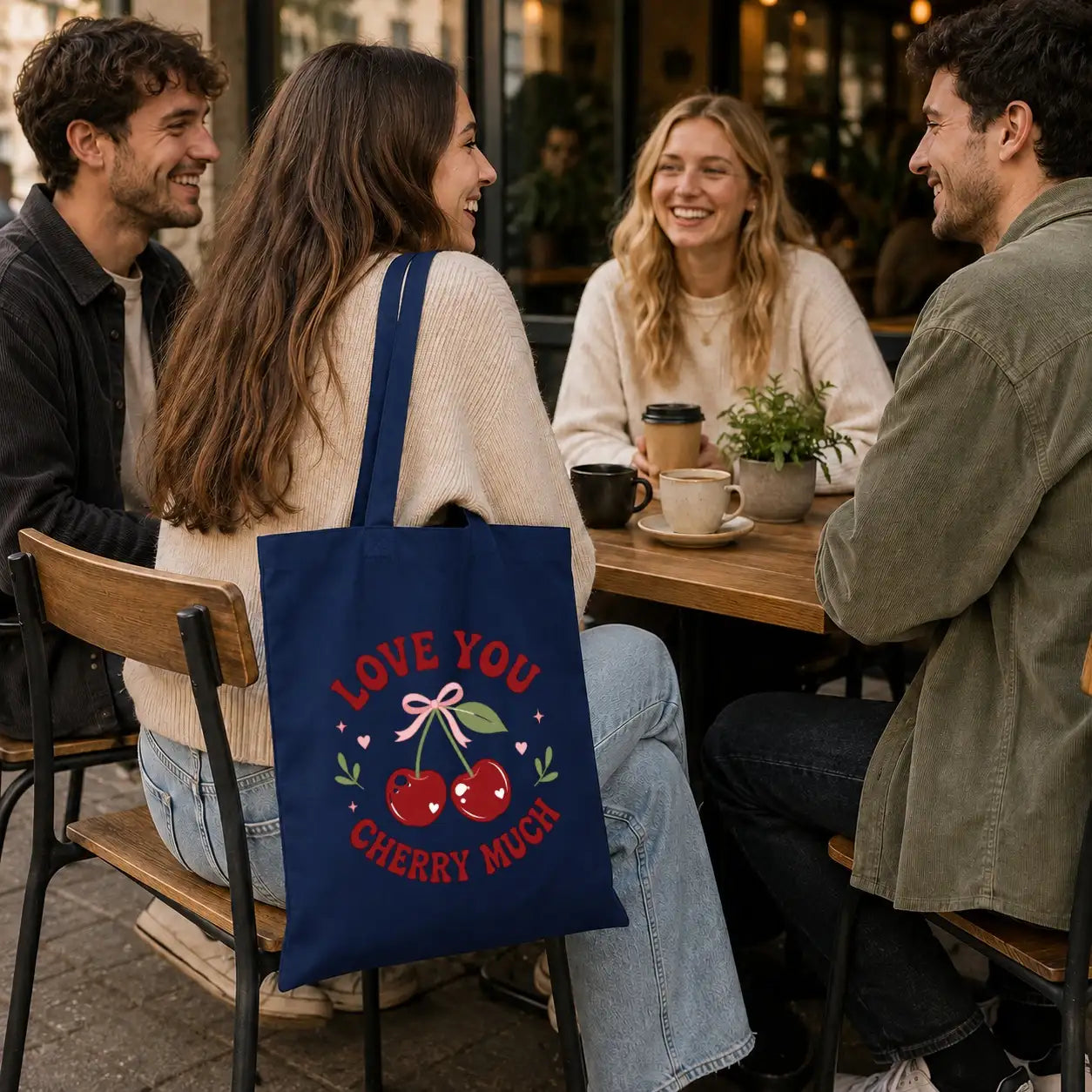 Baumwolltasche - Love you cherry much