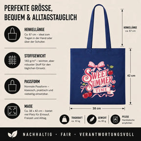 Baumwolltasche - Sweet Summer Time mit Kirschen Navy
