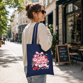 Baumwolltasche - Sweet Summer Time mit Kirschen Navy