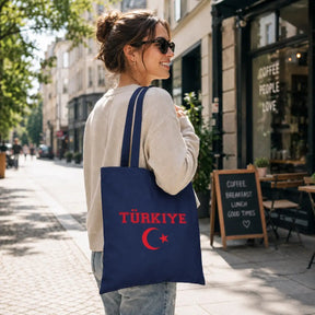 LIEBTASTISCH® Baumwolltasche Türkiye - Türkei Flagge Trikot Tasche Beutel Fanartikel - Stofftasche für Fans mit Fahne bedruckt - Baumwolltaschen - Schwarz - {FARBE}