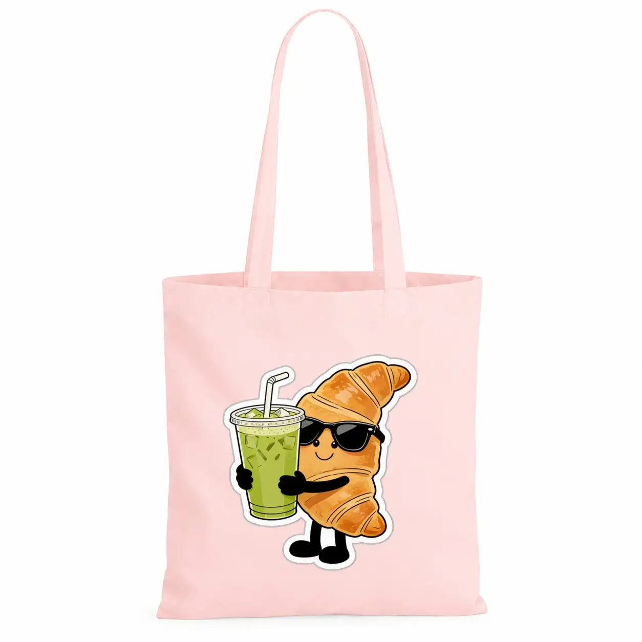 Baumwolltasche - Croissant mit Sonnenbrille Getränk