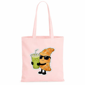 Baumwolltasche - Croissant mit Sonnenbrille Getränk