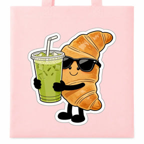 Baumwolltasche - Croissant mit Sonnenbrille Getränk
