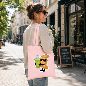 Baumwolltasche - Croissant mit Sonnenbrille Getränk