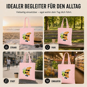 Baumwolltasche - Croissant mit Sonnenbrille Getränk