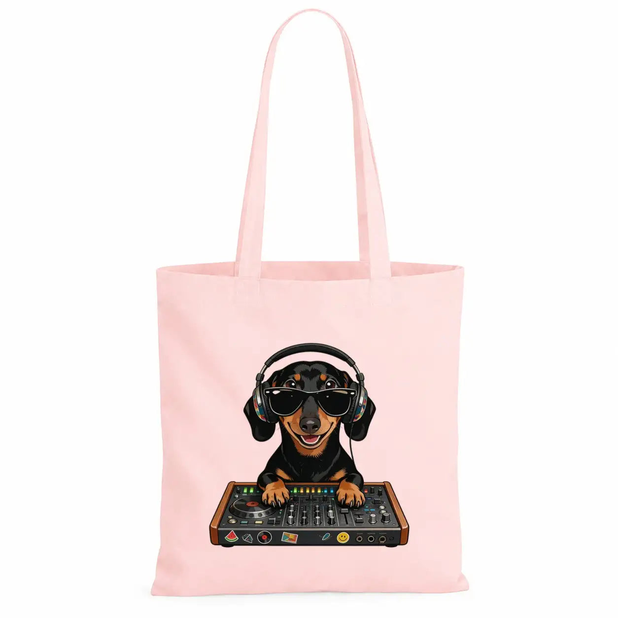 Baumwolltasche - Dackel DJ mit Sonnenbrille