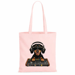 Baumwolltasche - Dackel DJ mit Sonnenbrille