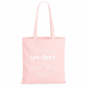Baumwolltasche - Du bist mir direkt ins Herz gedackelt!