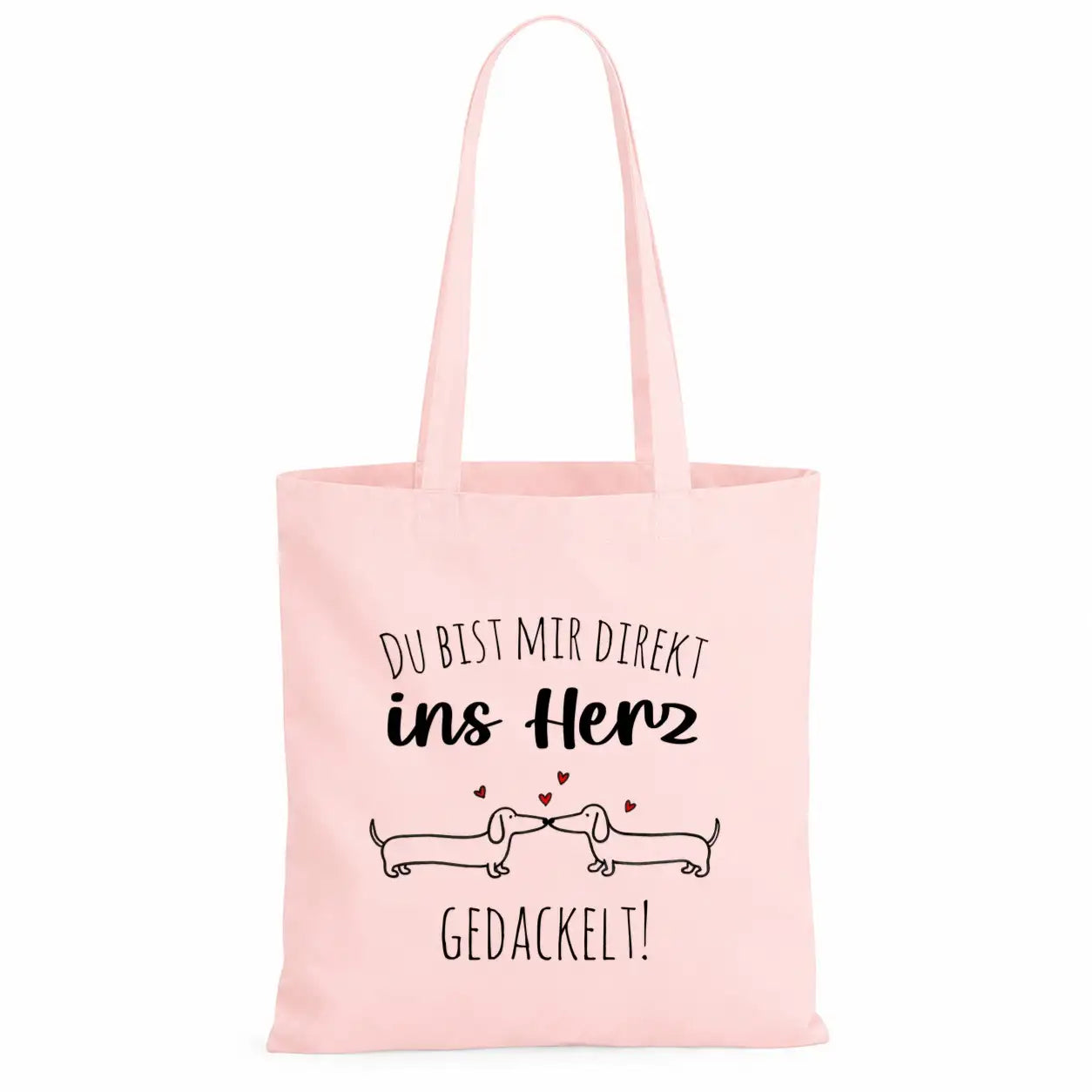 Baumwolltasche - Du bist mir direkt ins Herz gedackelt!