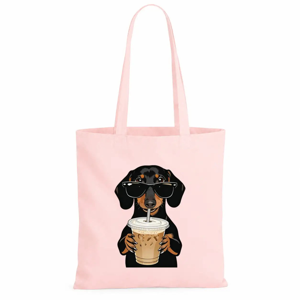 Baumwolltasche - Dackel Sonnenbrille Eiskaffee