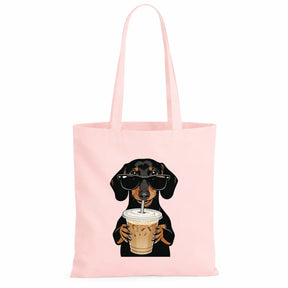 Baumwolltasche - Dackel Sonnenbrille Eiskaffee