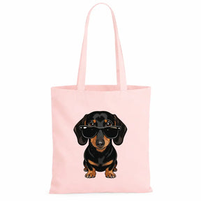 Baumwolltasche - Dackel mit Sonnenbrille