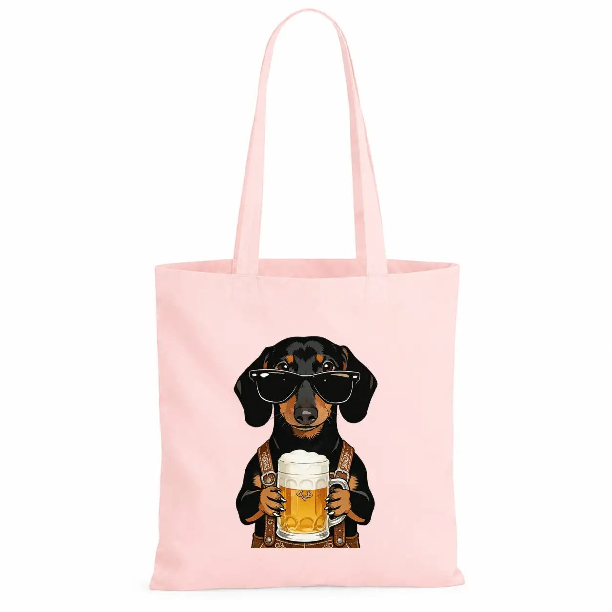 Baumwolltasche - Dackel mit Sonnenbrille Bier