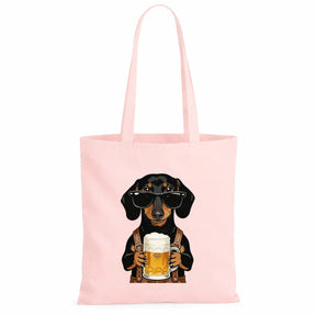 Baumwolltasche - Dackel mit Sonnenbrille Bier